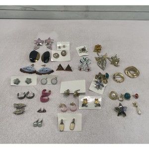 80’s 90’s Costume Jewelry Lots Brooches Earrings Signed Unsigned Parts